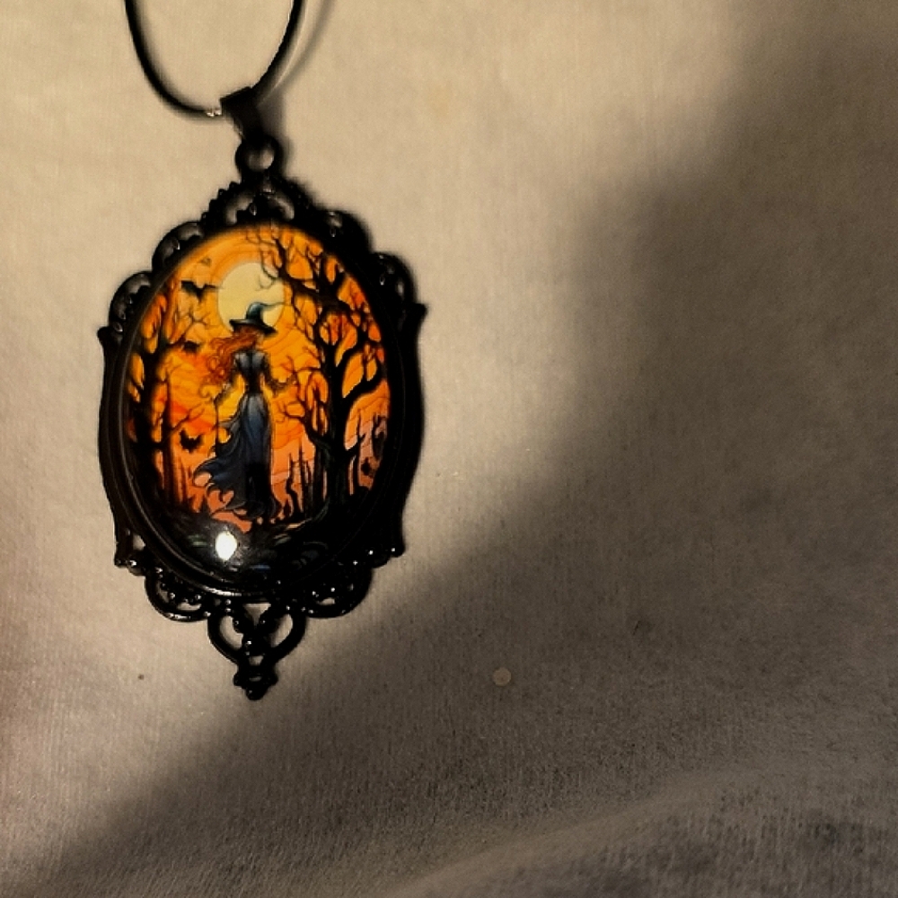 Halloween Witch Pendant Necklace